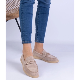 Smeđi otvoreni Ekozamszamowe Loafers sa zlatnim ukrasom smeđa 1