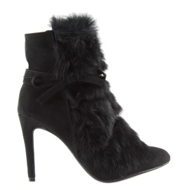 Crne čizme na visokoj peti s krznom crne 1319 Black crna 2