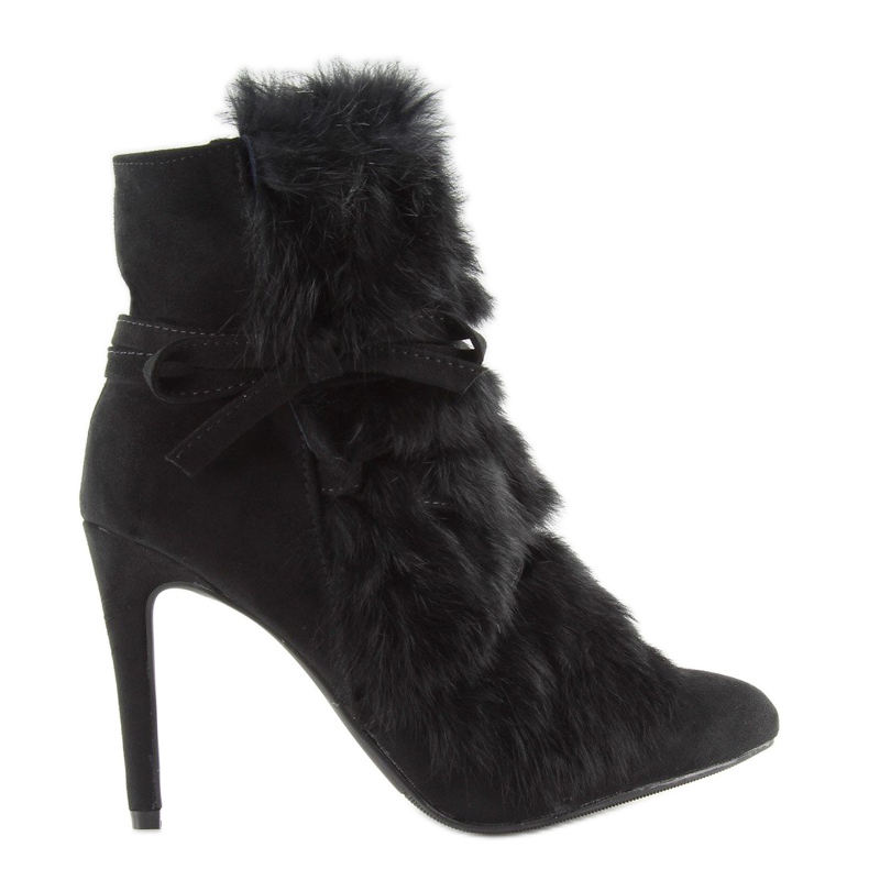 Crne čizme na visokoj peti s krznom crne 1319 Black crna 2