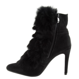 Crne čizme na visokoj peti s krznom crne 1319 Black crna 1