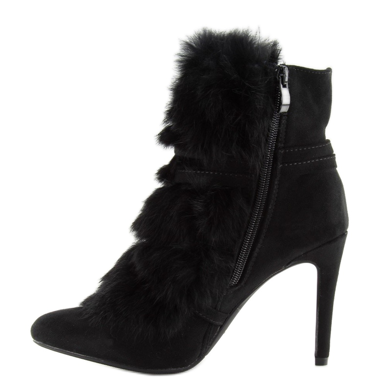 Crne čizme na visokoj peti s krznom crne 1319 Black crno 1