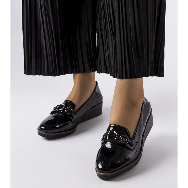 D/CEO Crne lakirane mokasine na wedge od Erin crno 1