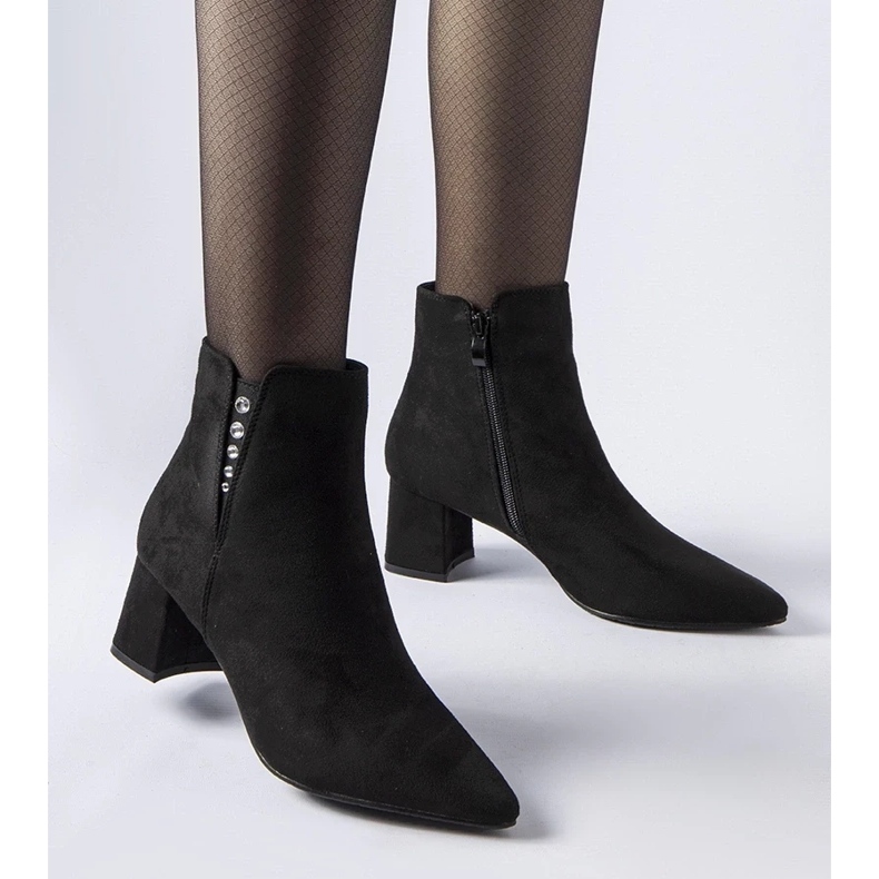 D/CEO Crne gležnjače od eko brušene kože s Pikeville petom crna 2