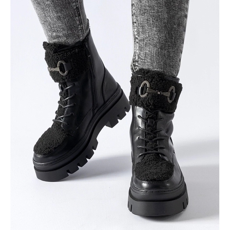 D/CEO Crne izolirane radničke čizme s Highland kopčom crna 2