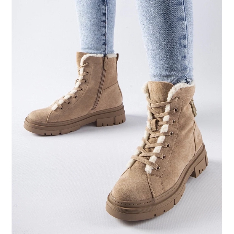 D/CEO Bež izolirane gležnjače od Pompei eko antilop kože 1