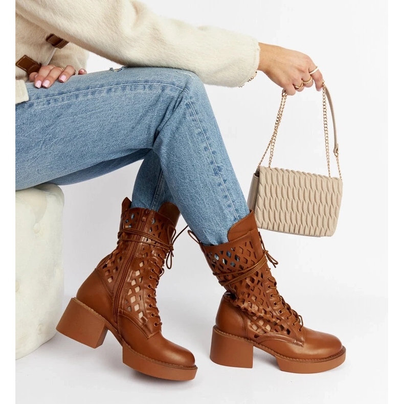 D/CEO Smeđe ažurne čizme s visokom petom iz Visalije smeđa 1