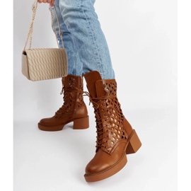 D/CEO Smeđe ažurne čizme s visokom petom iz Visalije smeđa 2