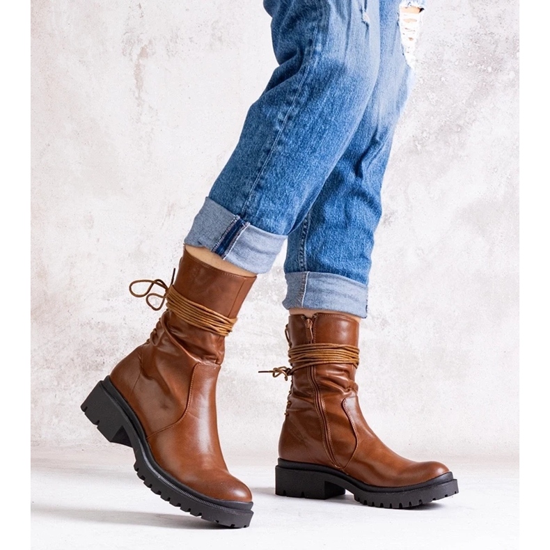 D/CEO Smeđe gležnjače od Sahera eko kože smeđa 2