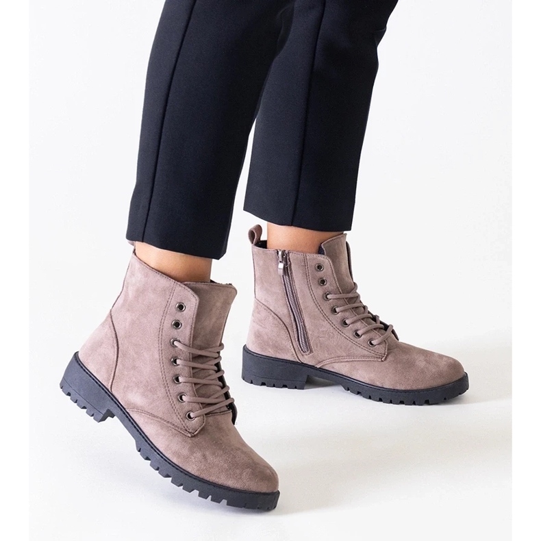 D/CEO Smeđe radničke čizme od eko brušene kože na Barosa platformi smeđa 1