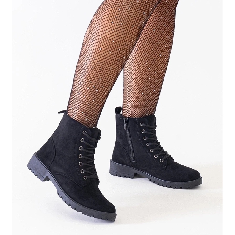 D/CEO Crne radničke gležnjače od eko brušene kože na Barosa platformi crno 1