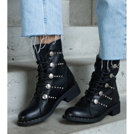 D/CEO Crne gležnjače na vezanje ukrašene Elea nitnama crna 2