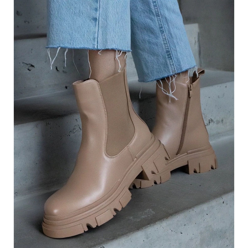 D/CEO Bež izo čizme s patentnim zatvaračem, eko koža Amaris 2