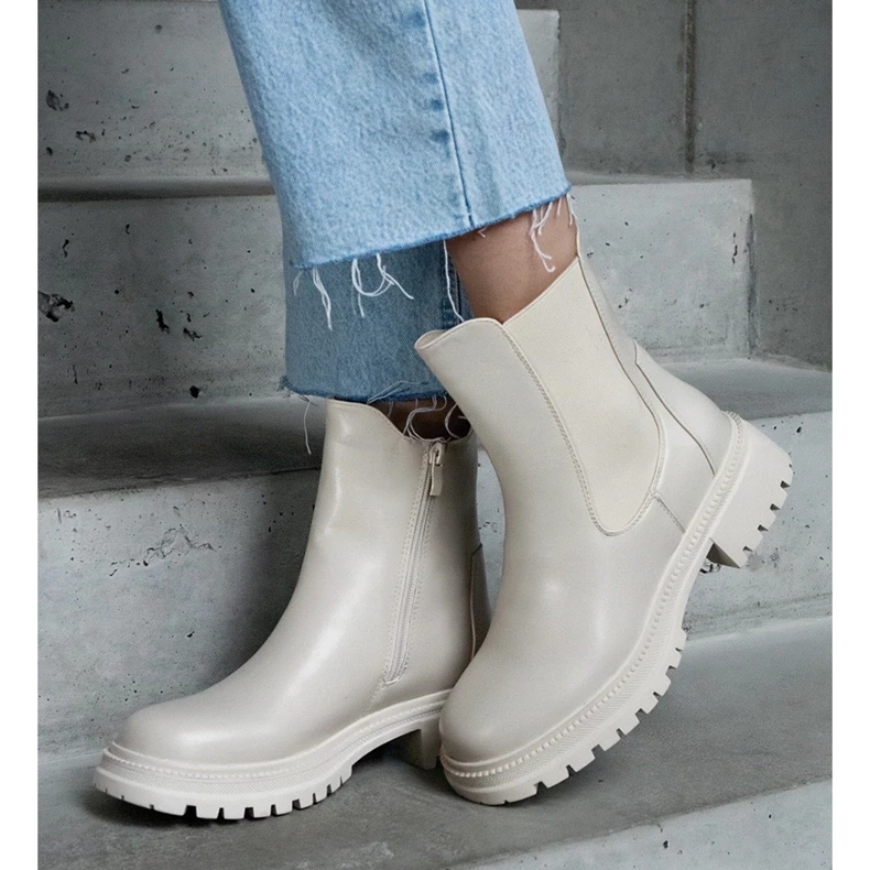 D/CEO Bež izo čizme sa patentnim zatvaračem, eko koža Alia 2