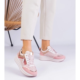 D/CEO Ružičaste sportske tenisice na platformi ukrašeni malta svjetluca ružičasta 2