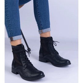 Crne ažurne ravne čizme od Reevesa crno 2