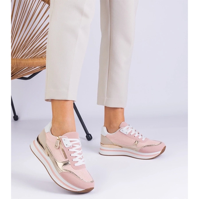 D/CEO Ružičaste sportske tenisice na platformi sa zlatnim umetkom Isolde ružičasta 2