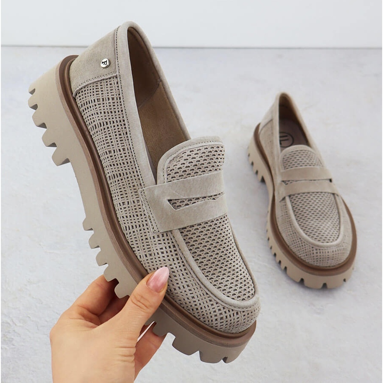 Kožni gospodari Ženski natičnici na Filippo 6796 bež platformi 1