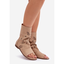 Zazoo 3437 kožne sandale s bež gornjim gornjim dijelom 1