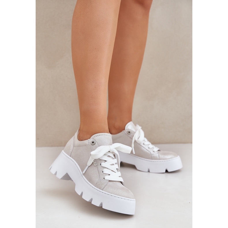 Spanijske sportske cipele na srebrnoj platformi Chebello 4632 srebro 2