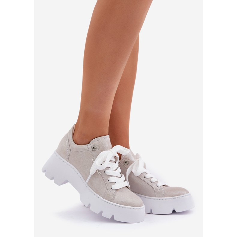 Spanijske sportske cipele na srebrnoj platformi Chebello 4632 srebro 1