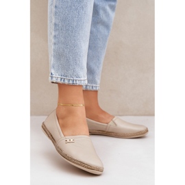 Elegantna kožna espadrille ženski zazoo 10177 bež 2
