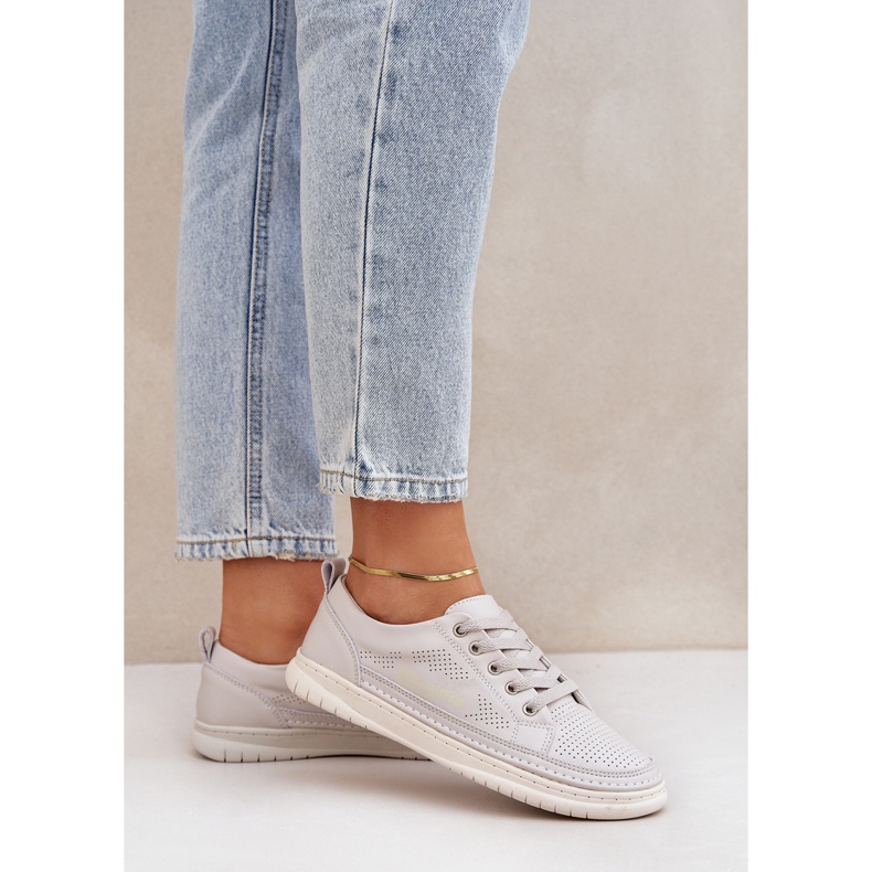 Ženske kožne tenisice sive otvorene otvore siva 2