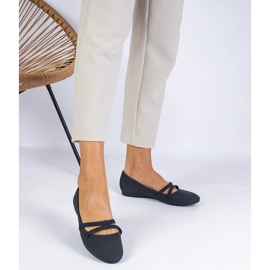 Crne ženske balerine izrađene od mat eco -leather crno 1