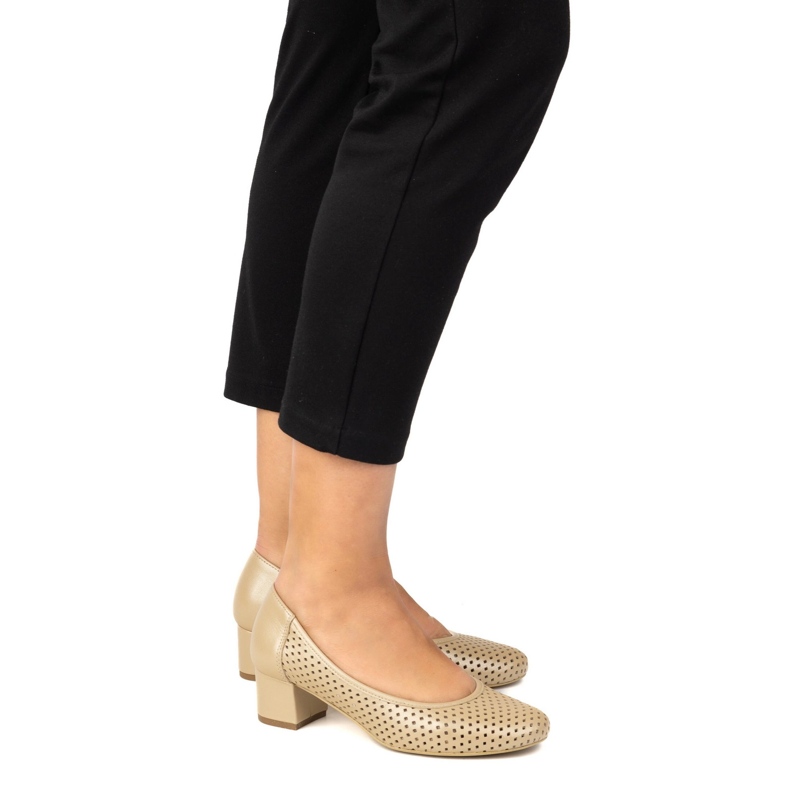 Exquisite Otvorene kožne pumpe na stabilnoj peti 1622ex bež 1