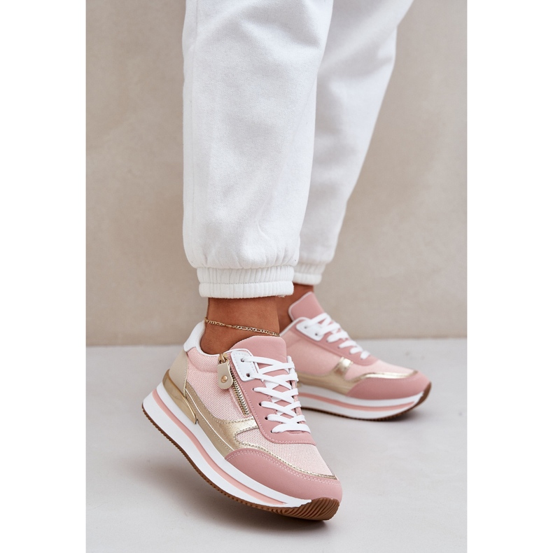 Ženske sjajne sportske cipele na platformi ružičaste ružičasta 2