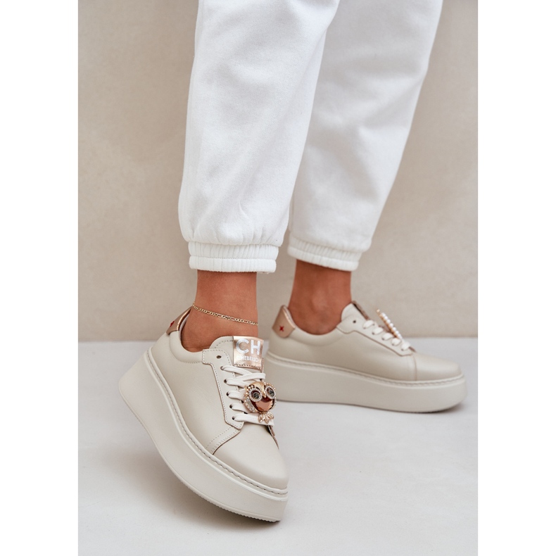 Ženske kožne tenisice Chebello 4411 Svjetlo bež 2