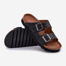 Lagane muške papuče s eko kožnim kopčama Big Star NN174531 Black crno 2