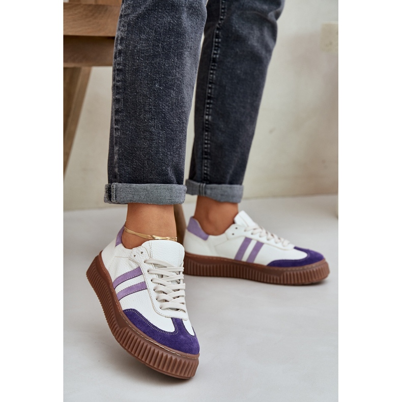 ZAZOO N1068S6 Kožne tenisice s niskim ženama na platformi White bijela 2