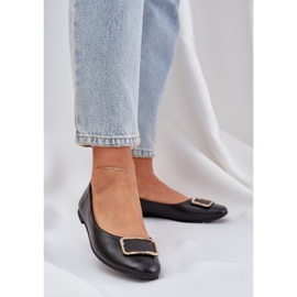 Eko kožne balerine s crnim ukrasom crno 2