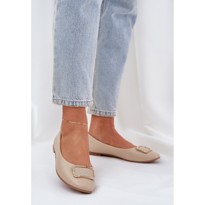 Eko kožne balerine s bež ukrasom 2