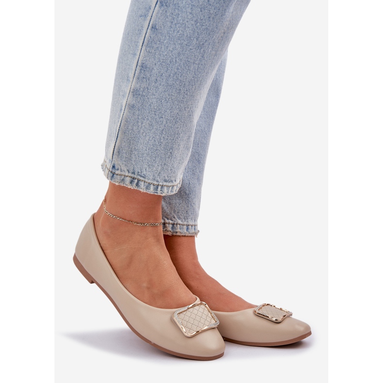 Eko kožne balerine s bež ukrasom 1