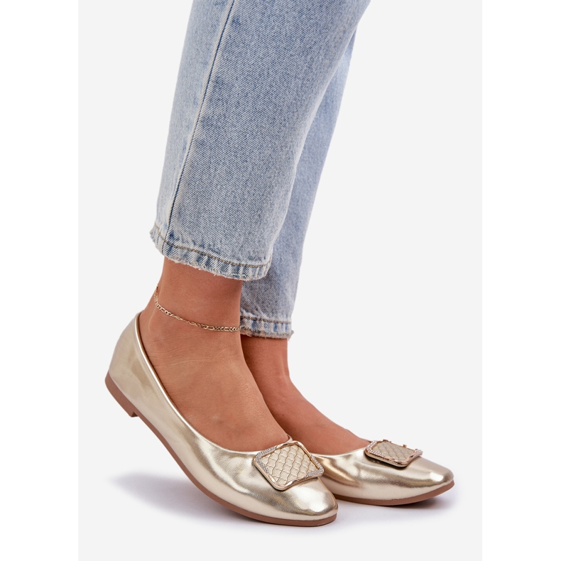 Eko kožne balerine sa zlatnim ukrasom zlatna 1