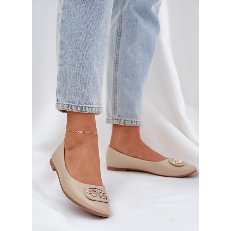 Balerine na ravnom potplatu s ukrasom za 58p bež 2