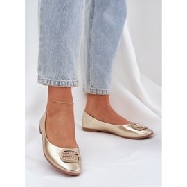 Balerine na ravnom potplatu sa zlatnim ukrasom zlatna 2