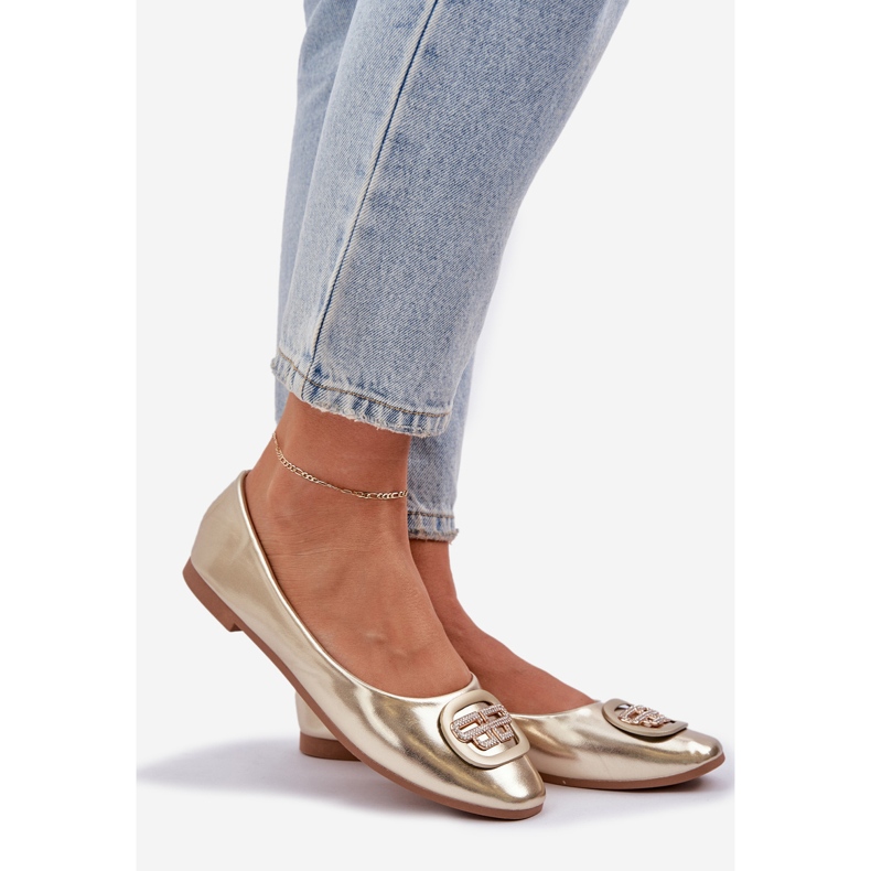 Balerine na ravnom potplatu sa zlatnim ukrasom 1