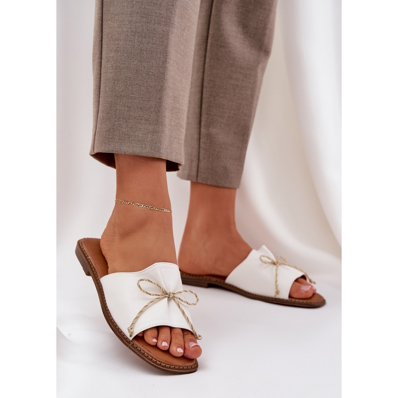 Ravni potplatnici s ukrasnim lukom bijeli bijela 2