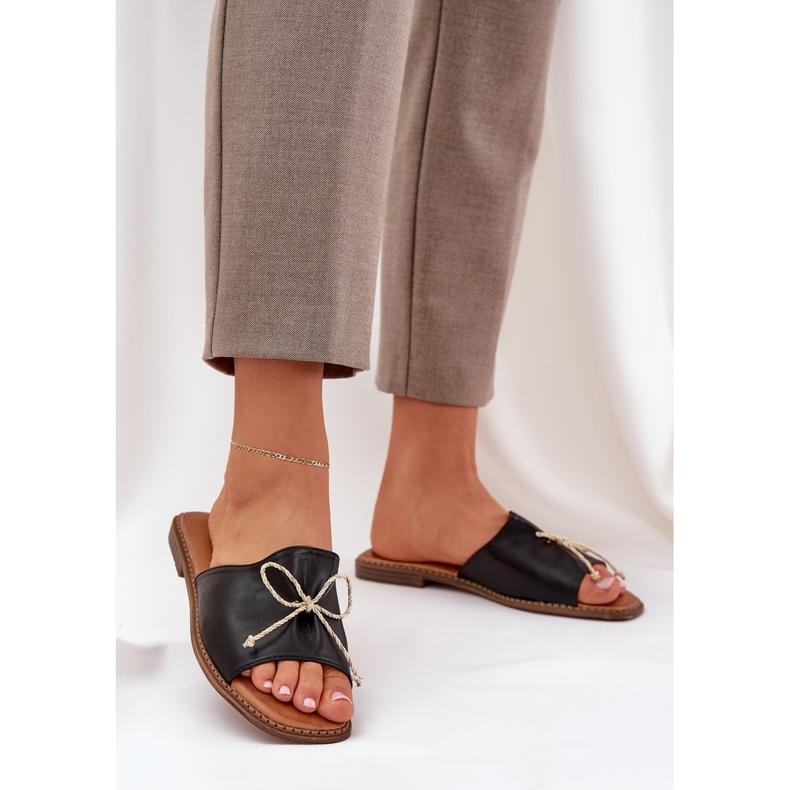 Ravni potplatnici s ukrasnim crnim lukom crna 2