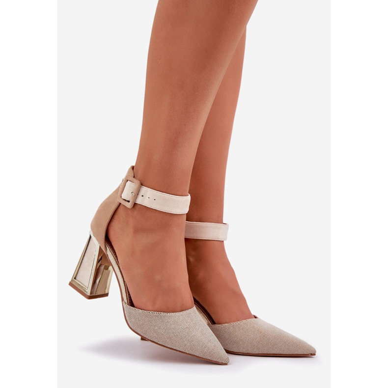 Sandale na stanici s šiljastim nožnim prstima bež 1