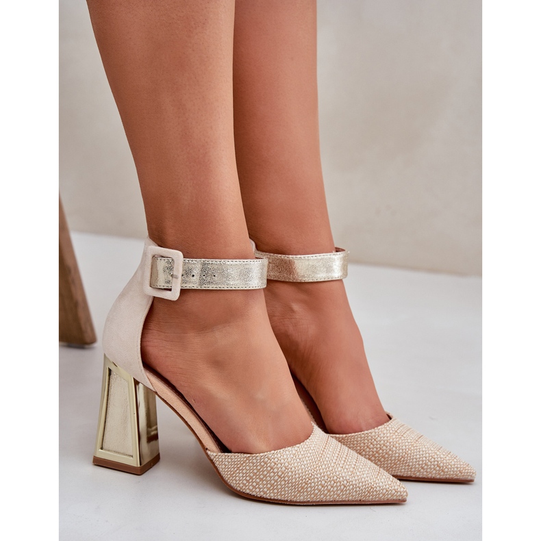 Sandale na stanici s šiljastim nožnim prstima zlato zlatna 2