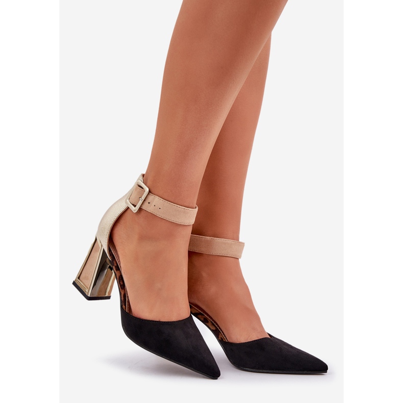 Sandale na stupu s šiljastim nožnim prstima crne crna 1