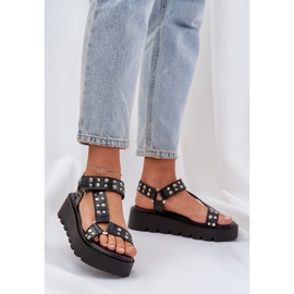 Ukrašene sandale na crnoj platformi crna 2