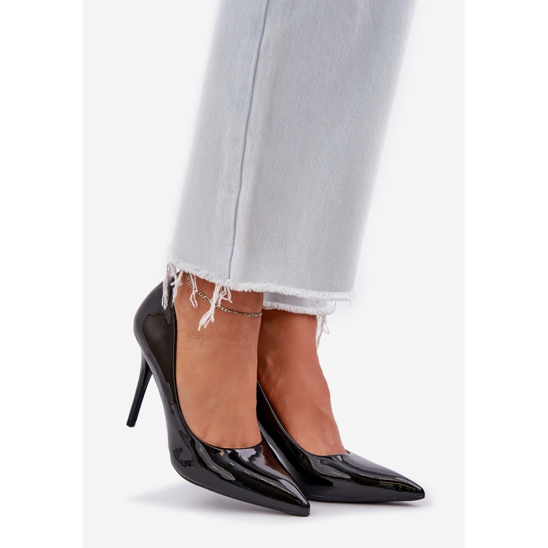 Obojene visoke potpetice s šiljastim nožnim prstima crne crna 1