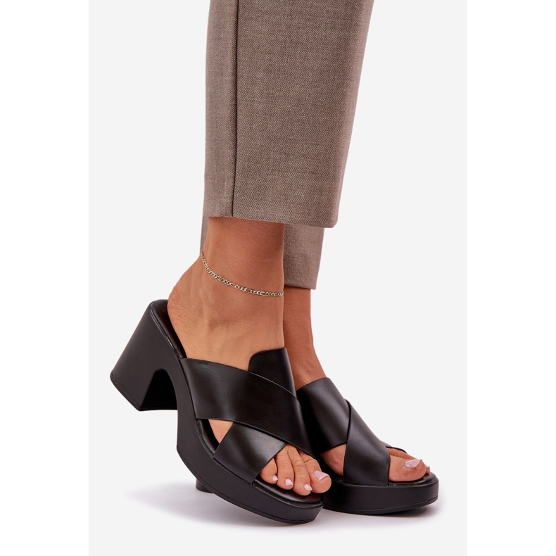 Lagana odjeća -flops na ekološkom kožnom stupu crno crna 1