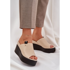 Papuče na platformi i Wedge Eco Leage Beige bež 2