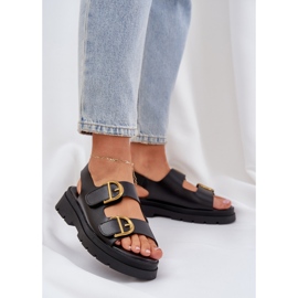 Eko kožne sandale s crnim stezaljkama crno 2