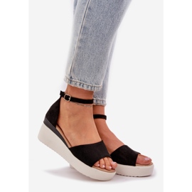 Lagane sandale na platformi i osjetljivi crne klinove crna 1